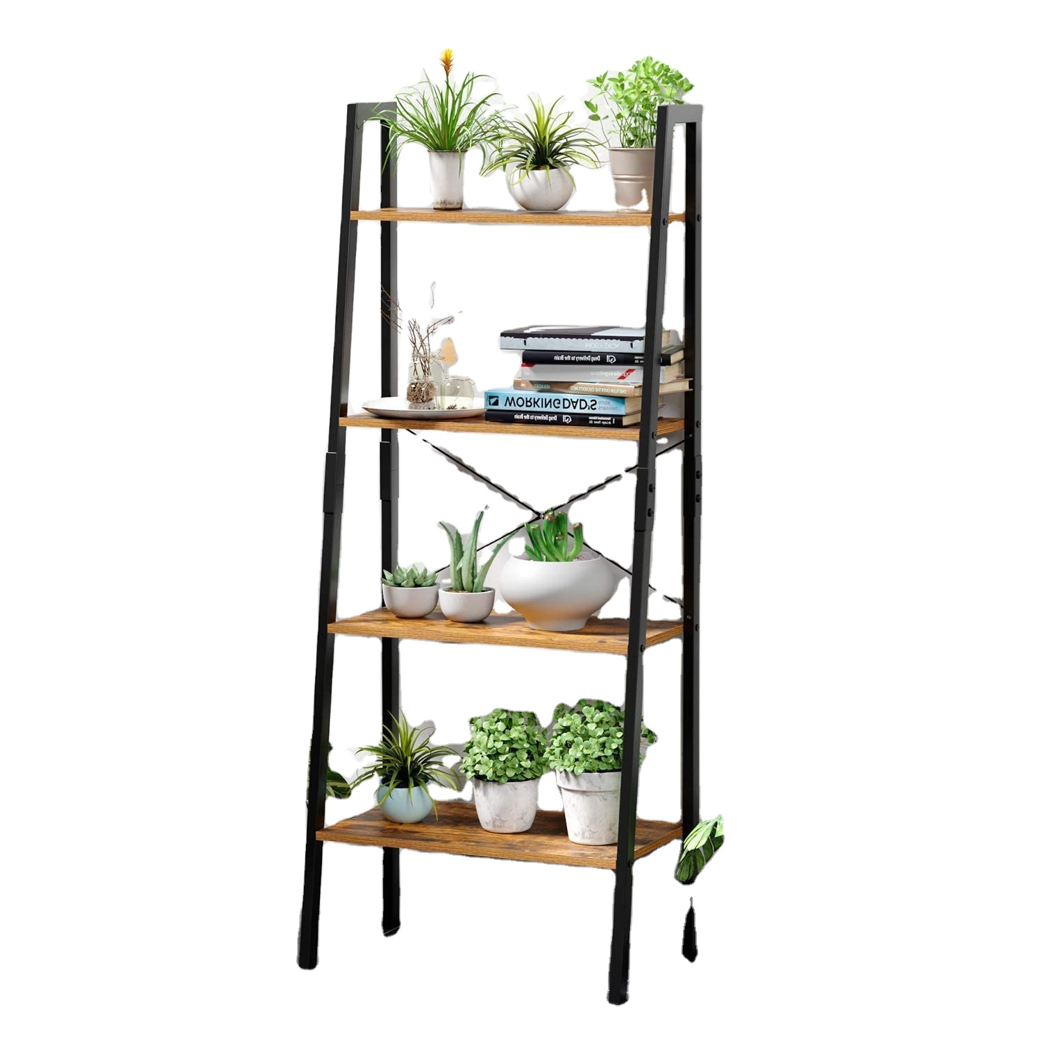 Combohome Ретро Многофункциональный 4 этажа завод Цветочная полка с металлической рамкой Книжная Полка Стеллаж для хранения