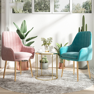 <span class=keywords><strong>Chaise</strong></span> de salle à manger de luxe nordique avec pieds en métal doré, rembourrée et moderne, pour table à manger - Product Image 4