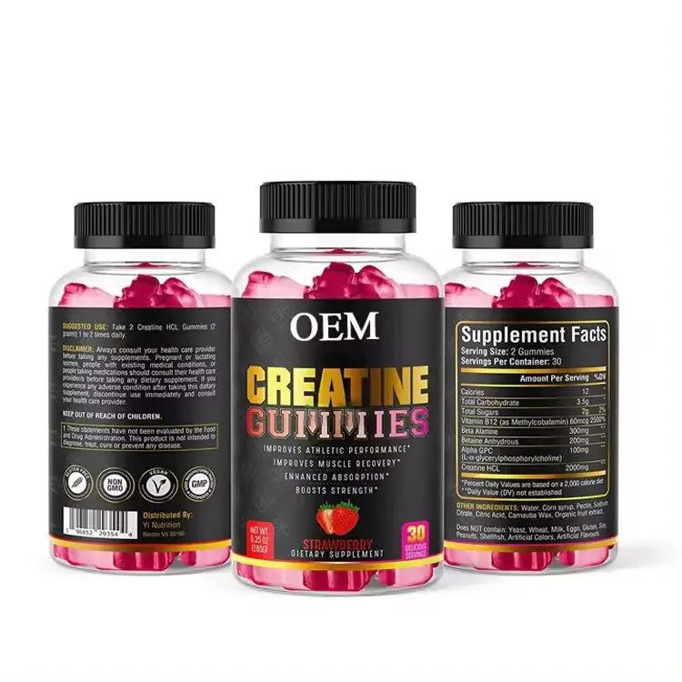 Oem Snelle Gewichtstoename Gummy Spiergroei Supplement Verbeteren Prestaties En Kracht Creatine Monohydraat Gummies