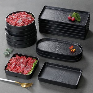 Plat de barbecue en plastique noir mat givré en spirale, <span class=keywords><strong>Rectangle</strong></span> A5 <span class=keywords><strong>assiette</strong></span> en mélamine, vente en gros d'usine - Product Image 1