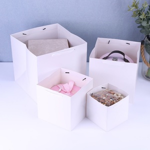 Coated Kraft Paper Square Bottom Bags with Handles Digital Printed <b>Cheap</b> Brown Paper <b>Boxes</b> - Product Image 5