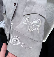 Veste en cuir véritable pour femmes, respirante, à fleurs, décontractée, en cuir véritable, manteau pour femmes