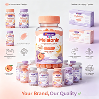 Gummies de mélatonine pour enfants, marque privée OEM, 1,5 mg, sans sucre, pour la mémoire et le sommeil, saveur tropicale, 50 unités, 2 gummies par paquet