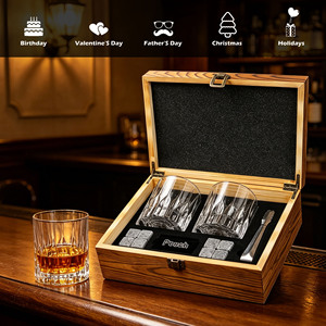 Set Regalo Personalizzato con Pietre per Whisky, Set di 2 Bicchieri da Whisky <span class=keywords><strong>e</strong></span> Pietre Refrigeranti in Granito per Scotch <span class=keywords><strong>e</strong></span> Bourbon - Product Image 6