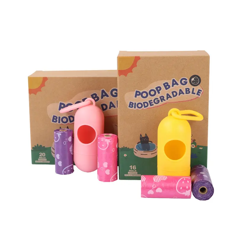 Eco Friendly Rosa Premium Poo Bag Biodegradável Lavender Perfumado Forte Dog Poop Bag com Dispenser