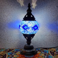 Lámpara de Mesa de Vidrio Teñido Hecha a Mano de Estilo Art Deco Turco, Base para Bombilla E14/E26, LED AC, para Iluminación Romántica Junto a la Cama