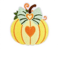 Patch thermocollant décoratif en polyester brodé, motif étoile et citrouille à carreaux colorés, avec nœud papillon, pour vêtements