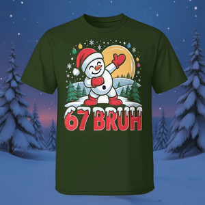 Camiseta de manga corta con estampado digital de muñeco de nieve con gorro de Papá Noel, para vacaciones de invierno, unisex, para adultos, cuello redondo - Product Image 2