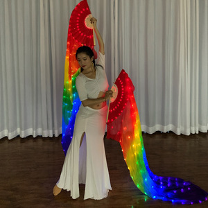 Set di Ventagli in Seta Lunga con <span class=keywords><strong>Luci</strong></span> <span class=keywords><strong>LED</strong></span> a Cinque Colori Arcobaleno per Danza del Ventre, Taglia Unica, Accessori per Spettacoli - Product Image 3