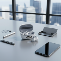 Earbud Olahraga Clip-on Open-Ear untuk 5.3 IPX4 Tahan Keringat dengan Layar Baterai Digital LED, Earphone Olahraga Binaural