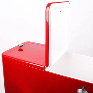 Camping 80QT/75L Enfriador de bebidas de metal portátil móvil Logotipo personalizado al aire libre Carro enfriador de botellas rojas con ruedas - Product Image 5