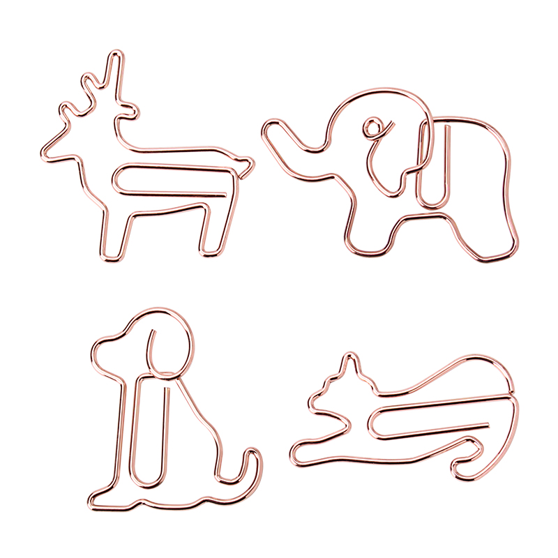 Милашка в форме слона, на заказ, бумажные скрепки для блокнота, металлическое розовое золото, гигантские винтажные латунные Женские ручные скрепки для журнала