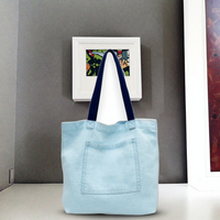 Sac fourre-tout en toile de coton réutilisable à la mode de taille moyenne avec logo personnalisable et longue poignée en corde pour un usage quotidien
