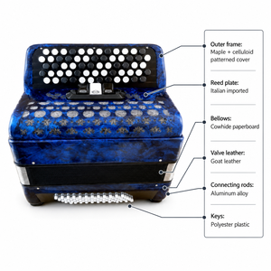 Accordéon à boutons professionnel 80 Bass B-System Bayan pour l'entraînement et les spectacles en direct avec lamelles italiennes - Product Image 1