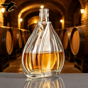 Bouteille de brandy plate de 750 ml de qualité <span class=keywords><strong>alimentaire</strong></span>, légère, scellée au bouchon, sérigraphiée, vente directe, décanteur au design de luxe - Product Image 1