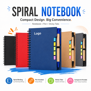 Carnet en carton personnalisé avec logo pour bureau et salle de classe, avec stylo inclus, carnet à spirale multicolore imprimé avec logo promotionnel et stylo - Product Image 1