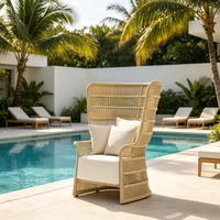 Chaise longue de patio en rotin moderne, résistante aux intempéries et aux UV, pour jardin, cour, villa, hôtel et parc