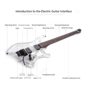 กีตาร์ไฟฟ้าอะคริลิคแบบไม่มีหัว รุ่น OEM ขายส่ง โปร่งใส คริสตัล ดีไซน์ Dual-Shift Trill คุณภาพระดับ Heirloom สำหรับนักดนตรี - Product Image 3