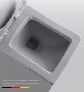 WC monobloc en céramique émaillée gris KD-19CTB, excellent rapport qualité-prix, avec siège carré, à poser au sol - Product Image 2