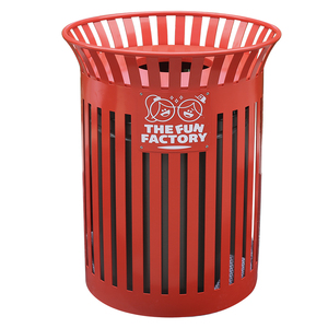 Ngoài Trời Đường Phố Vòng Slatted Kim Loại Rác Chất Thải <span class=keywords><strong>Bin</strong></span> Bên Ngoài Thép Tái Chế Thùng Rác Container Công Viên Thùng Rác Có Thể Thùng Rác Receptacle - Product Image 4