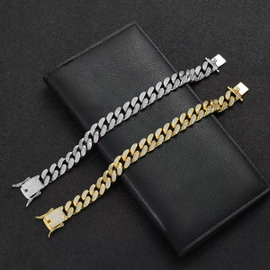 Cadena Cubana de Cobre de 12 mm de Ancho, Cadena Cubana de Cobre Estilo Hip-Hop, Brazalete para Hombre con Circonitas Collar Lijing de Moda Tanjing - Product Image 2