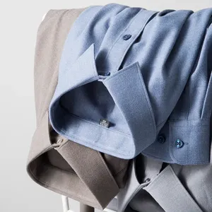 Camicie di lana a maniche lunghe da <span class=keywords><strong>uomo</strong></span> di alta qualità <span class=keywords><strong>Slim</strong></span> <span class=keywords><strong>Fit</strong></span> formale tinta unita <span class=keywords><strong>abiti</strong></span> firmati traspiranti per filati primaverili tinti - Product Image 2