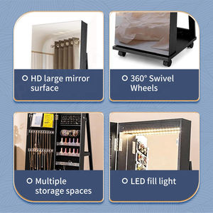 Custom Storage Wooden Dressing Standing 360 Degree <b>Full</b> <b>Length</b> <b>Mirrored</b> Rotating Jewelry Cabinet - Product Image 2