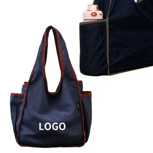 Custom Reusable Shopping Bag Rectangle Dark Blue Polyester Foldable Shopping Bag <b>for</b> Daily Use - Product Image 1