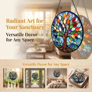 Attrape-soleil coloré à suspendre à la fenêtre, motif arbre de vie, vert, cadeau d'anniversaire pour femmes, hommes, épouse, <span class=keywords><strong>tante</strong></span>, maman - Product Image 5