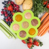 Récipient de stockage de 7 tasses en silicone sans BPA, plateau de congélation réutilisable avec couvercle à clipser pour les purées de fruits d'aliments pour bébés faits maison, lait maternel