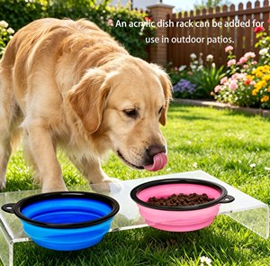 Venta al por mayor de fábrica: Platos portátiles de plástico plegables inteligentes para mascotas (gatos y perros) con logo personalizado, para alimentación y agua, 13 oz - Product Image 3