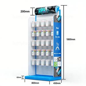 Multi-functional Metal Floor Display Racks <b>with</b> Hooks Pegboard Stand for Mobile Phone Accessories - Product Image 6