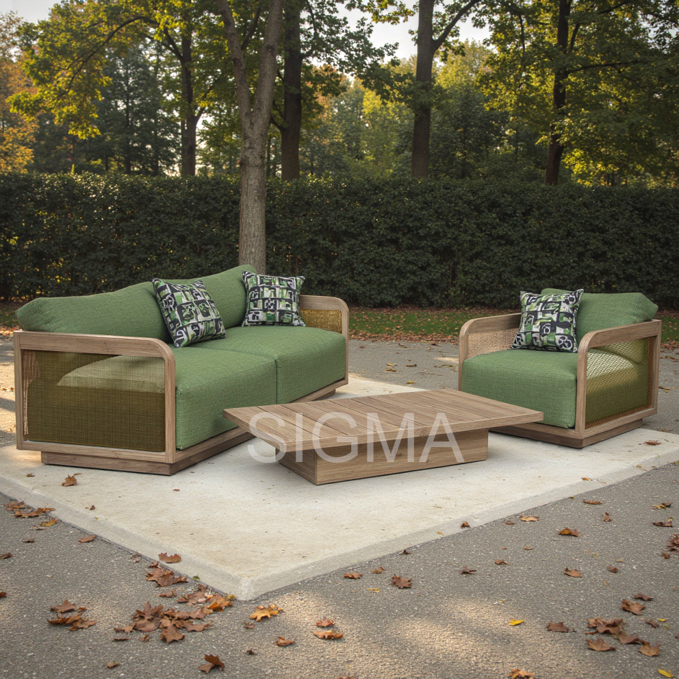 Wholesale Luxury Outdoor Living Room Furniture Waterproof Fabric Sofa Set Wooden Frame for Patio Garden Courtyard Farmhouse
