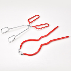 Stainless Steel Jar <b>Tongs</b> Foldable <b>Kitchen</b> Tool For Canning And Steaming With Non Slip Handles Red And Black Design - Product Image 5