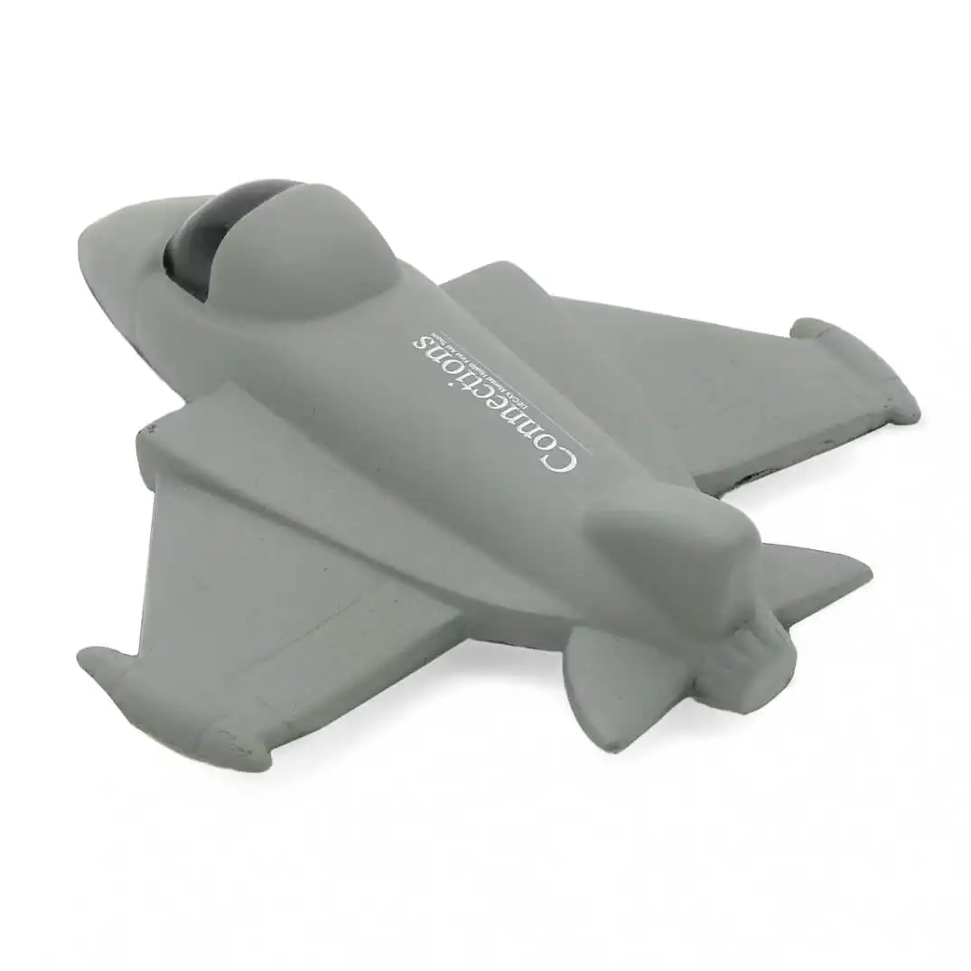 Üretici köpük özel Pu marka baskılı Logo Anti stres oyuncak topu gerçekçi savaş uçağı Jet rahatlatıcı oyuncak toplar promosyon için