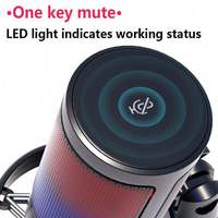 Oneleader ME6S Microphone de studio USB de jeu RVB professionnel Bureau à condensateur en direct pour le bruit métallique filaire