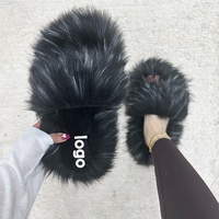 Nouvelles pantoufles en fausse fourrure de renard 2024 pour femmes, hiver, peluche, chaudes, semelle plate, fourrées, mignonnes, pantoufles pour femmes