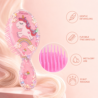 Brosse à cheveux rectangulaire en nylon imperméable, mignonne, avec balles de massage en mousse transparentes arc-en-ciel et picots colorés, vente directe usine