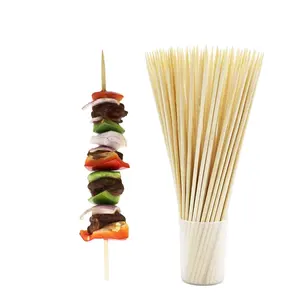 100pcs 30cm dùng một lần gỗ tự nhiên dính BBQ xiên que tre xiên