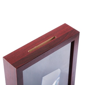 Personalizzato fatto a mano 8x10 <span class=keywords><strong>in</strong></span> <span class=keywords><strong>legno</strong></span> rosso ciliegia biglietto di nozze Display scatola ombra cornice trasparente - Product Image 4