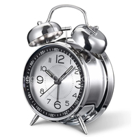 Réveil rétro à sonnerie électro-plaquée, silencieux, à double cloche, horloge de table