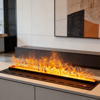 Cheminée électrique 3D encastrée à vapeur d'eau, longueur personnalisable, avec contrôle intelligent par application, vente en gros