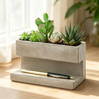 Pot à succulentes en béton double couche, porte-stylo 2 en 1, organisateur de bureau, décoration de bureau, logo personnalisé, couleur personnalisée