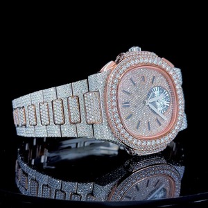 Meilleure vente montre à quartz en diamant style hip hop glacé VVS clarté Moissanite diamant clouté montre en acier inoxydable - Product Image 2
