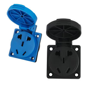 Panel de Enchufe de Corriente Estándar Nacional de 220V, Cinco Orificios, 10A, Impermeable, con Cubierta Protectora Ignífuga, Negro y Azul - Product Image 2