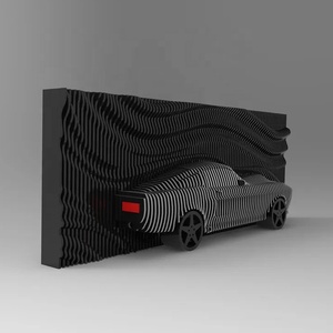 Ô tô người đam mê năng động đường cong Laser khắc bức tường bằng gỗ điêu khắc thuật toán thiết kế động nghệ thuật khu dân cư thư viện - Product Image 5