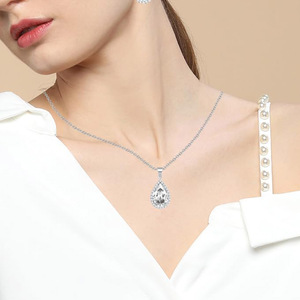 Wholesale S925 Sterling <b>Silver</b> Pear Cut Cubic Zirconia Dangle <b>Earrings</b> Double Halo Micro Paved CZ Bridal <b>Drop</b> <b>Earrings</b> Wedding - Product Image 4