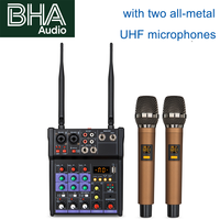 Console de mixage audio miniature 4 canaux BHA G4-M1 avec deux microphones UHF, égaliseur, streaming en direct pour la scène, prix de gros OEM