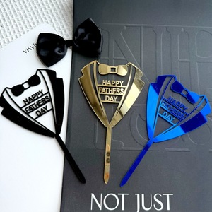 ท็อปเปอร์เค้กอะคริลิค ลายชุดทักซิโด้สีทอง สำหรับวันพ่อ หนา 1.3 มม. ตกแต่งเค้กแบบเสียบ - Product Image 4