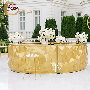 Half Moon Shape Gold Contemporary Metal <b>Bar</b> Counter <b>Table</b> for Hotel Restaurant Party Events - Product Image 3